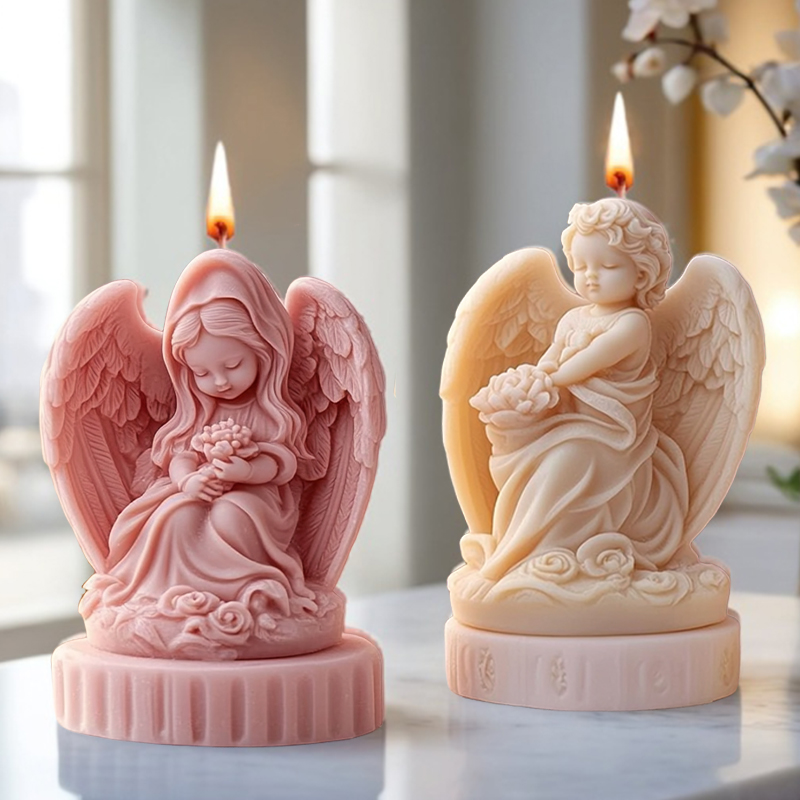 Candle Making Thermometer - 3D sevimli çift melek mum kalıbı,