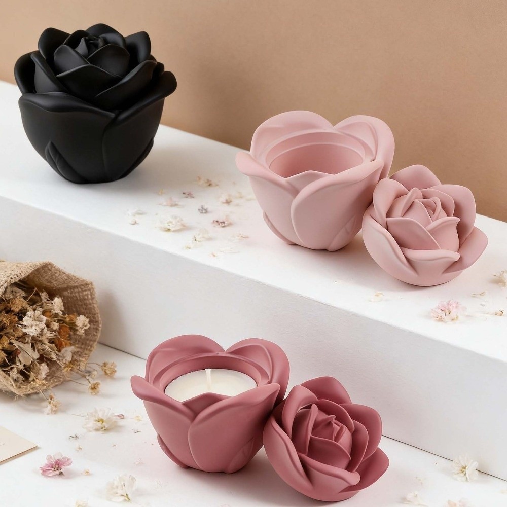 Candle Making Vessels - Mum Kabı Silikon Gül Çiçek Kalıpları